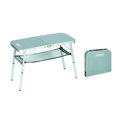 Rozkládací hliníkový kempingový stolek, skládací stůl Coleman ALU s poličkou