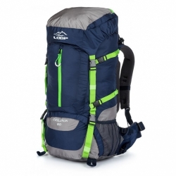 Turistický batoh Loap Evolution 60 L modrá / zelená s pláštěnkou